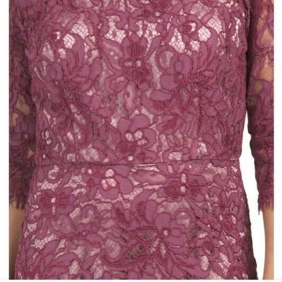 JS COLLECTIONS Boat Neck Lace Column Dress Gown Mauve Size 6 - Picture 4 of 11